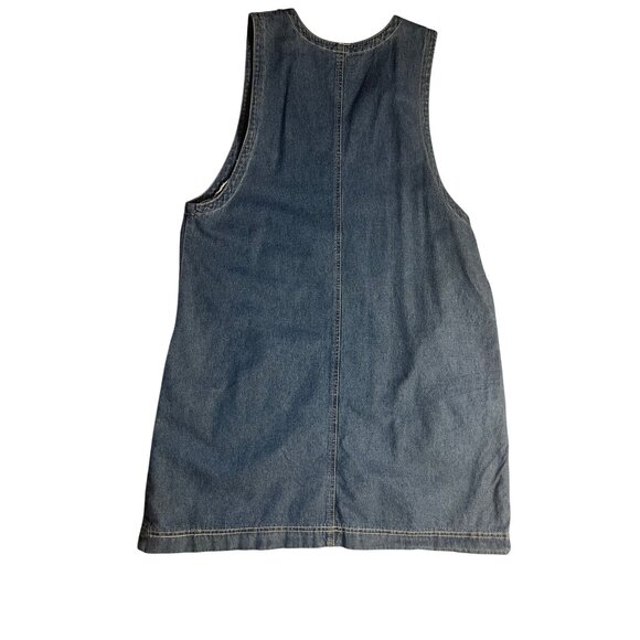 Womens Essentials Denim Sleeveless Jumper Dress V-Neck With Pockets L 100% Cotto - Picture 2 of 11